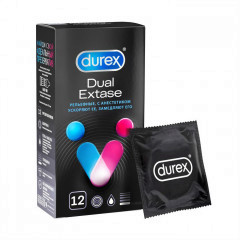 Презервативы Durex Dual Extase рельефные, с анестетиком 12 шт